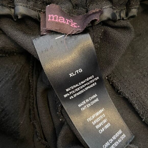 MARK Black Elastic Waist Faux Leather Trim Pant XL - Picture 5 of 9